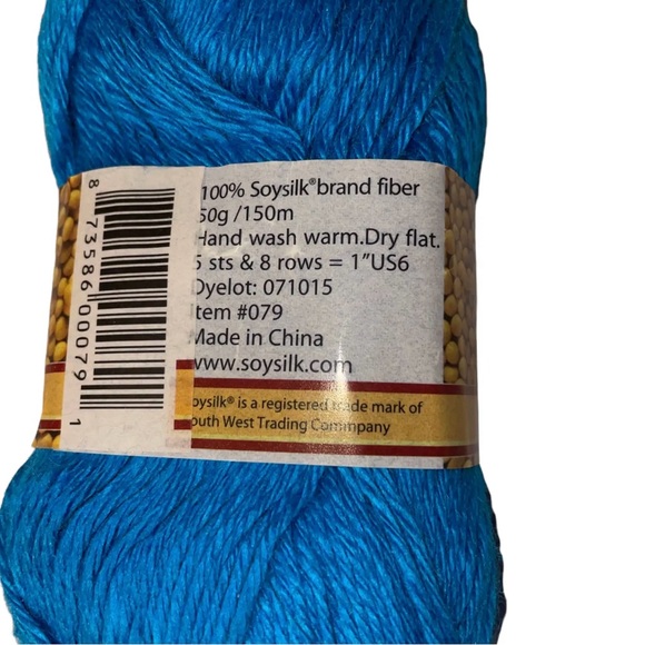 South West Trading Company PURE Soy Silk Worsted Yarn SWTC #079 Blue SWTC - Picture 3 of 4